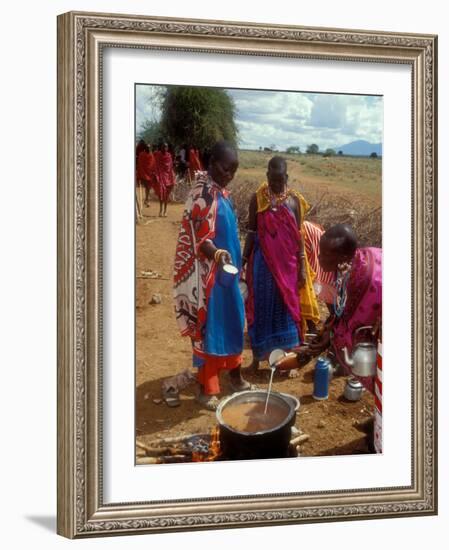 Maasai Women Cooking for Wedding Feast, Amboseli, Kenya-Alison Jones-Framed Photographic Print