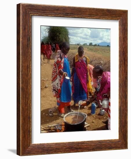 Maasai Women Cooking for Wedding Feast, Amboseli, Kenya-Alison Jones-Framed Photographic Print