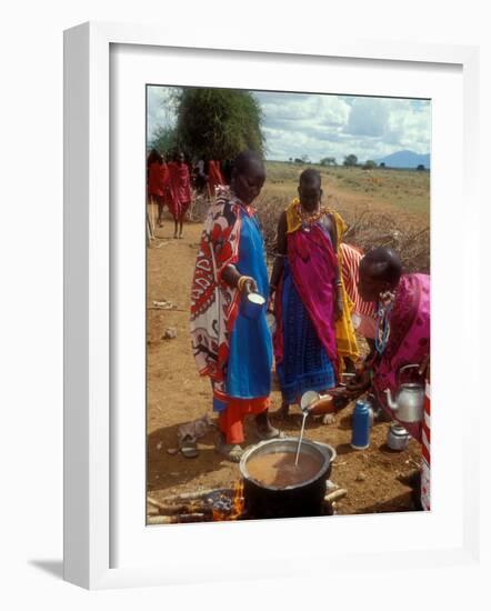 Maasai Women Cooking for Wedding Feast, Amboseli, Kenya-Alison Jones-Framed Photographic Print