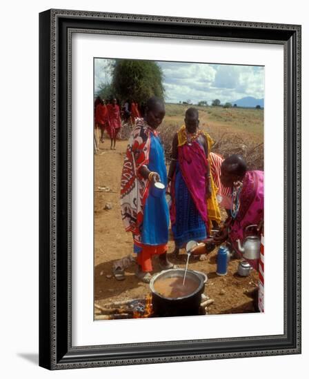 Maasai Women Cooking for Wedding Feast, Amboseli, Kenya-Alison Jones-Framed Photographic Print