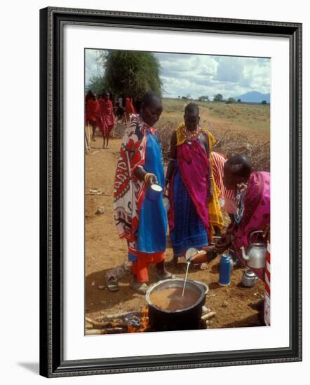 Maasai Women Cooking for Wedding Feast, Amboseli, Kenya-Alison Jones-Framed Photographic Print