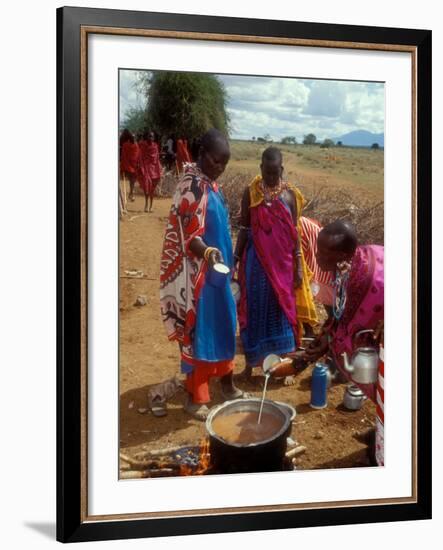 Maasai Women Cooking for Wedding Feast, Amboseli, Kenya-Alison Jones-Framed Photographic Print