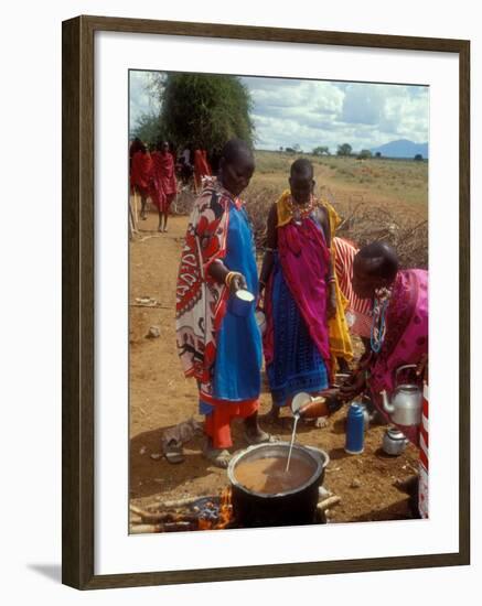 Maasai Women Cooking for Wedding Feast, Amboseli, Kenya-Alison Jones-Framed Photographic Print