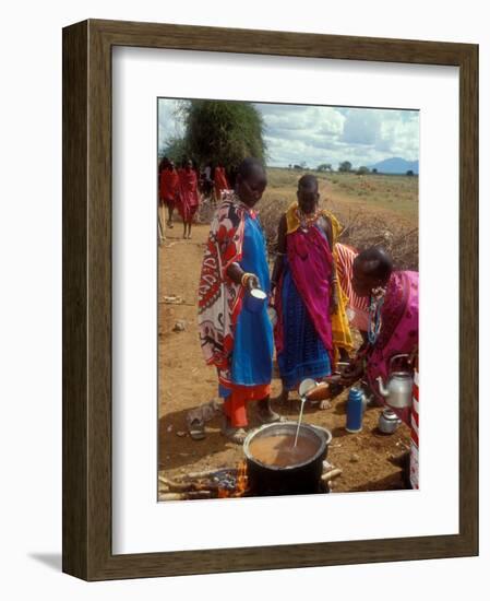 Maasai Women Cooking for Wedding Feast, Amboseli, Kenya-Alison Jones-Framed Photographic Print