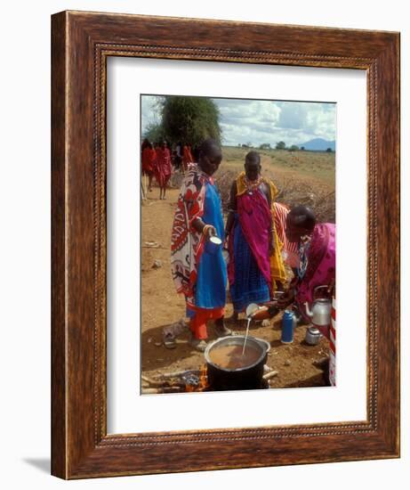 Maasai Women Cooking for Wedding Feast, Amboseli, Kenya-Alison Jones-Framed Photographic Print