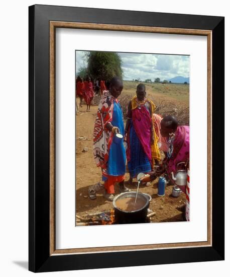 Maasai Women Cooking for Wedding Feast, Amboseli, Kenya-Alison Jones-Framed Photographic Print