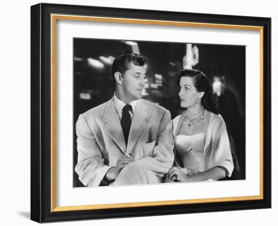 Macao, from Left, Robert Mitchum, Jane Russell, 1952-null-Framed Photo