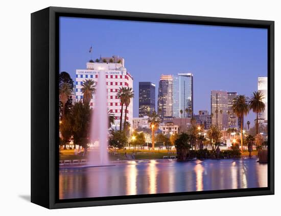 Macarthur Park Lake and City Skyline, Los Angeles, California, United States of America-Richard Cummins-Framed Premier Image Canvas