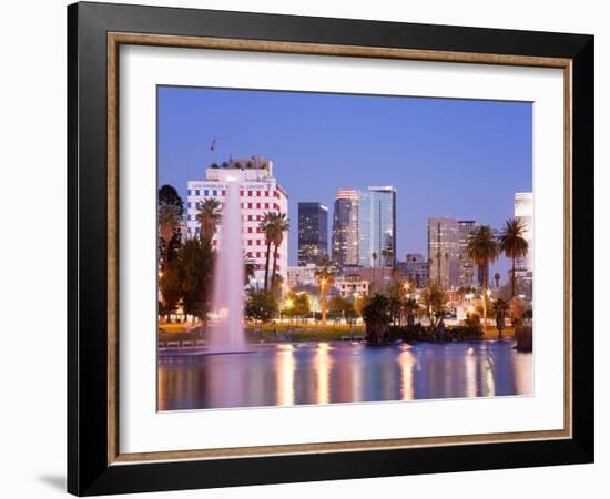 Macarthur Park Lake and City Skyline, Los Angeles, California, United States of America-Richard Cummins-Framed Photographic Print