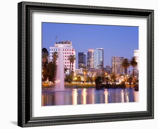 Macarthur Park Lake and City Skyline, Los Angeles, California, United States of America-Richard Cummins-Framed Photographic Print