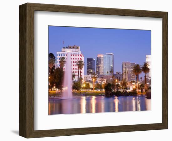 Macarthur Park Lake and City Skyline, Los Angeles, California, United States of America-Richard Cummins-Framed Photographic Print