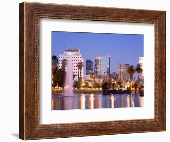 Macarthur Park Lake and City Skyline, Los Angeles, California, United States of America-Richard Cummins-Framed Photographic Print