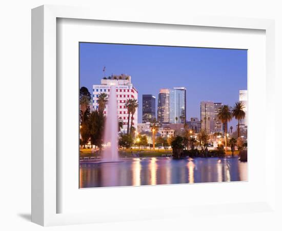 Macarthur Park Lake and City Skyline, Los Angeles, California, United States of America-Richard Cummins-Framed Photographic Print