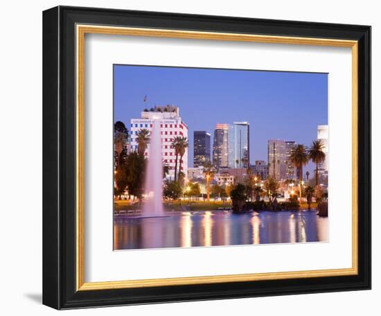 Macarthur Park Lake and City Skyline, Los Angeles, California, United States of America-Richard Cummins-Framed Photographic Print