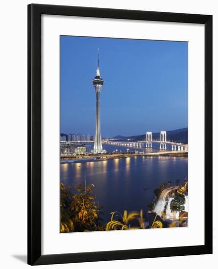 Macau Tower at Dusk, Macau, China, Asia-Ian Trower-Framed Photographic Print