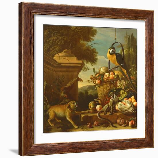 Macaw and a Monkey-Melchior de Hondecoeter-Framed Giclee Print