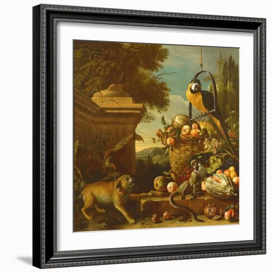 Macaw and a Monkey-Melchior de Hondecoeter-Framed Giclee Print