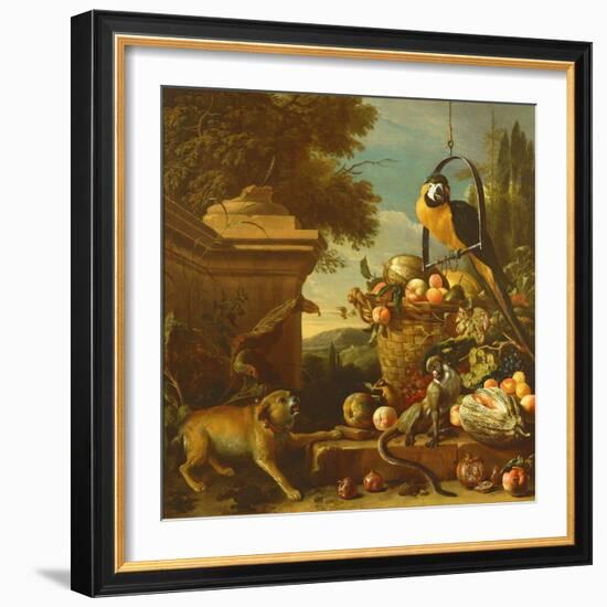 Macaw and a Monkey-Melchior de Hondecoeter-Framed Giclee Print