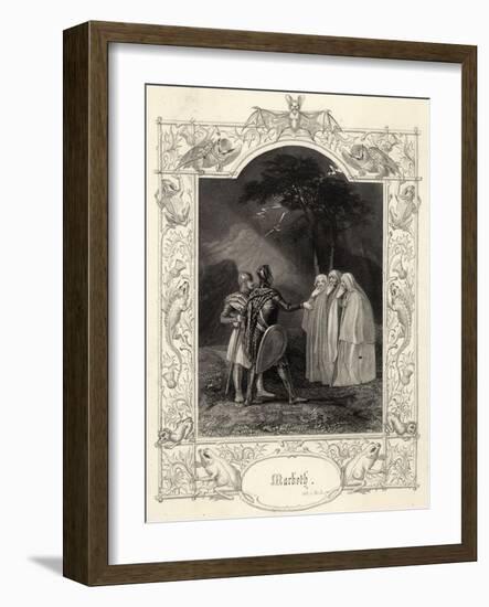 Macbeth, Act I Scene III: Macbeth and Banquo Encounter the Three Witches-null-Framed Art Print