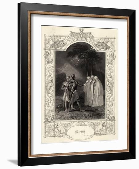 Macbeth, Act I Scene III: Macbeth and Banquo Encounter the Three Witches-null-Framed Art Print