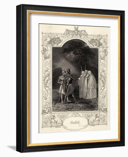 Macbeth, Act I Scene III: Macbeth and Banquo Encounter the Three Witches-null-Framed Art Print