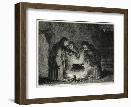 Macbeth, Act IV Scene I: The Witches in Their Cavern Gathered Around the Boiling Cauldron-J. Thompson-Framed Art Print