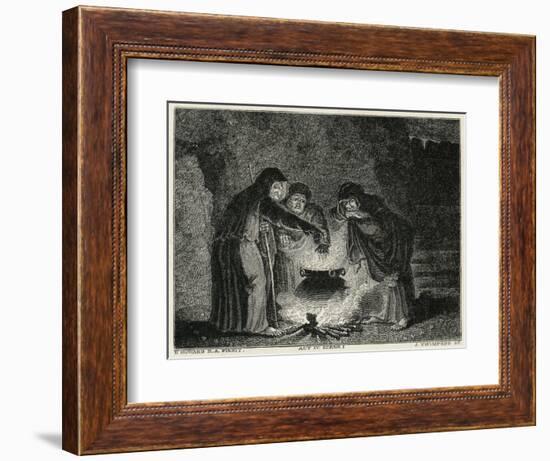 Macbeth, Act IV Scene I: The Witches in Their Cavern Gathered Around the Boiling Cauldron-J. Thompson-Framed Art Print