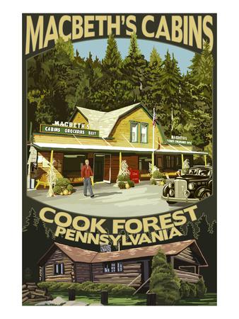 Macbeth S Cabins Cook Forest Pennsylvania Art Print By Lantern