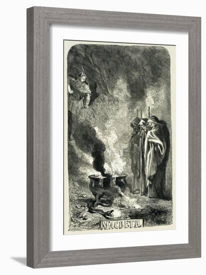 Macbeth Visiting the Three Witches on the Blasted Heath, 1858-John Gilbert-Framed Giclee Print