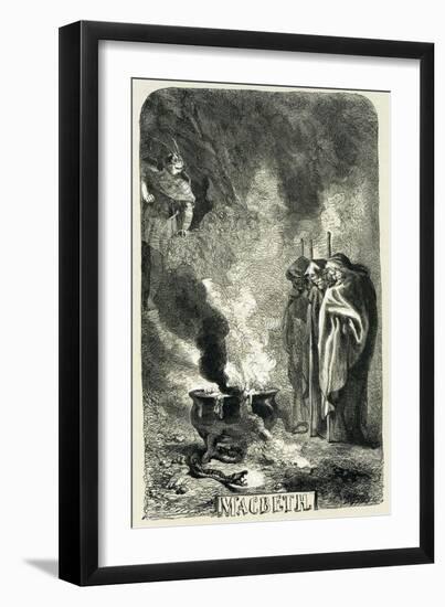 Macbeth Visiting the Three Witches on the Blasted Heath, 1858-John Gilbert-Framed Giclee Print