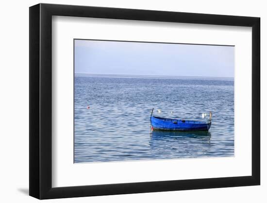 Macedonia, Ohrid and Lake Ohrid. Blue Fishing Boat-Emily Wilson-Framed Photographic Print