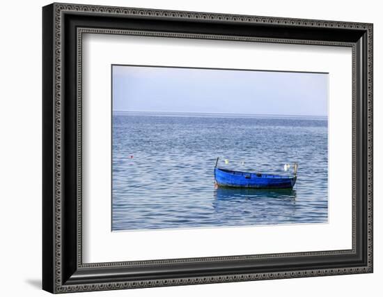 Macedonia, Ohrid and Lake Ohrid. Blue Fishing Boat-Emily Wilson-Framed Photographic Print