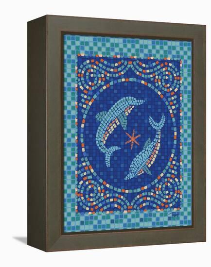 Macedonia Reef Dolphins-Teresa Woo-Framed Stretched Canvas