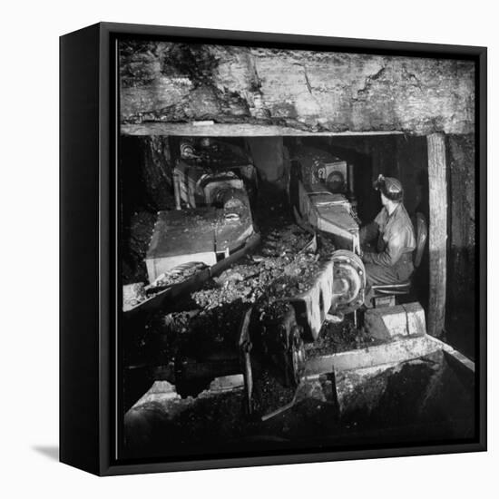 Machine Digging into Wall of Coal Mine-null-Framed Premier Image Canvas