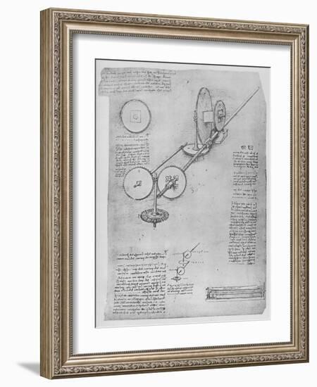 'Machine for Shaping Iron Rods for Making Cannon', c1480 (1945)-Leonardo Da Vinci-Framed Giclee Print