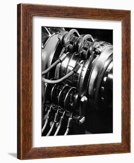 Machine Whose Whirling Cylinder Gives a Telephone Its "Dial Tone" at New York Telephone Office-Margaret Bourke-White-Framed Photographic Print