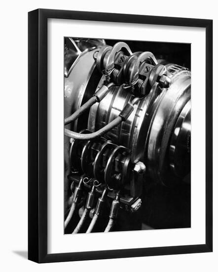 Machine Whose Whirling Cylinder Gives a Telephone Its "Dial Tone" at New York Telephone Office-Margaret Bourke-White-Framed Photographic Print