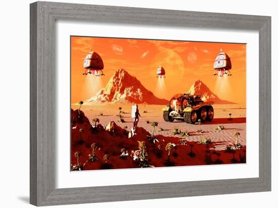 Machines Arriving on an Alien World Which Is About to Be Colonized-null-Framed Premium Giclee Print