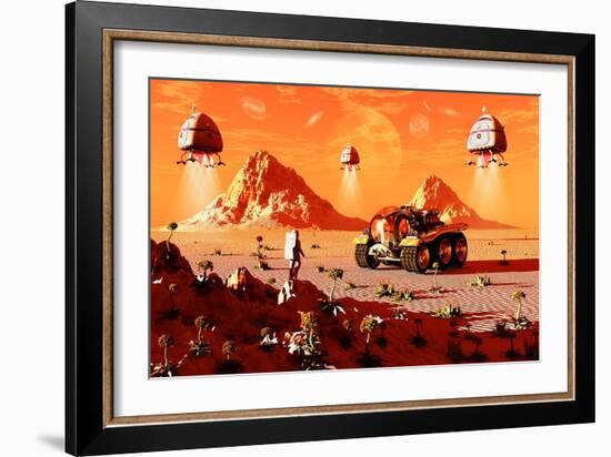 Machines Arriving on an Alien World Which Is About to Be Colonized-null-Framed Premium Giclee Print