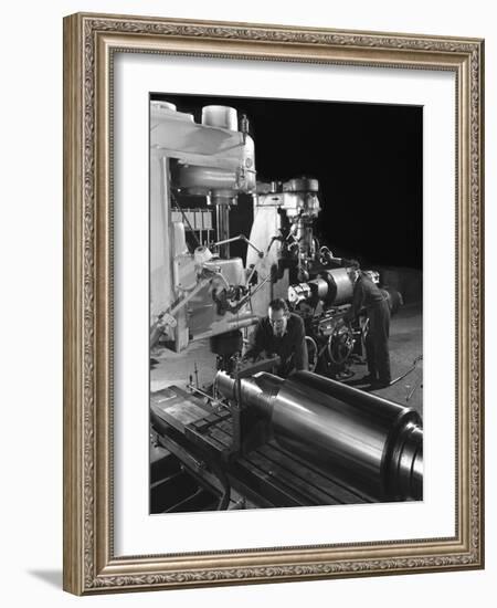 Machining a Five Foot Roller on a Lathe at Wombwell Foundry, South Yorkshire, 1963-Michael Walters-Framed Photographic Print