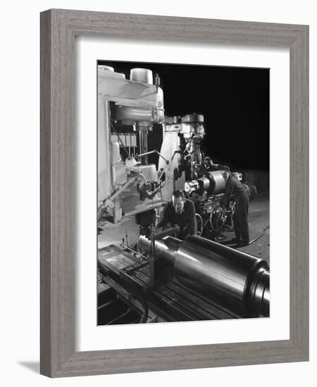 Machining a Five Foot Roller on a Lathe at Wombwell Foundry, South Yorkshire, 1963-Michael Walters-Framed Photographic Print