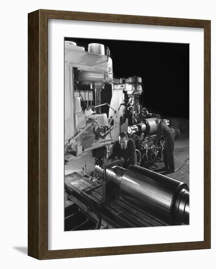 Machining a Five Foot Roller on a Lathe at Wombwell Foundry, South Yorkshire, 1963-Michael Walters-Framed Photographic Print