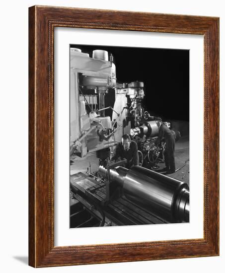 Machining a Five Foot Roller on a Lathe at Wombwell Foundry, South Yorkshire, 1963-Michael Walters-Framed Photographic Print