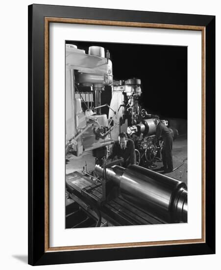 Machining a Five Foot Roller on a Lathe at Wombwell Foundry, South Yorkshire, 1963-Michael Walters-Framed Photographic Print