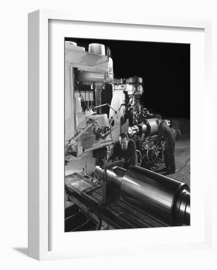 Machining a Five Foot Roller on a Lathe at Wombwell Foundry, South Yorkshire, 1963-Michael Walters-Framed Photographic Print