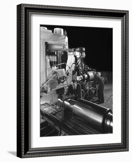 Machining a Five Foot Roller on a Lathe at Wombwell Foundry, South Yorkshire, 1963-Michael Walters-Framed Photographic Print