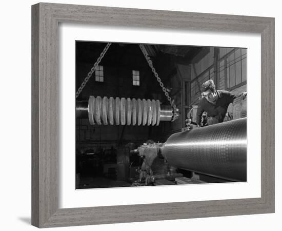 Machining Industrial Rollers at the Wombwell Foundry and Engineering Co, South Yorkshire, 1963-Michael Walters-Framed Photographic Print