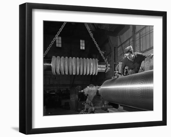 Machining Industrial Rollers at the Wombwell Foundry and Engineering Co, South Yorkshire, 1963-Michael Walters-Framed Photographic Print