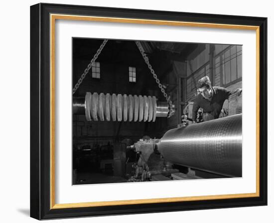 Machining Industrial Rollers at the Wombwell Foundry and Engineering Co, South Yorkshire, 1963-Michael Walters-Framed Photographic Print