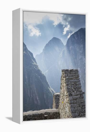 Machu Picchu Stone Walls with Mountains Beyond, Peru-Merrill Images-Framed Premier Image Canvas